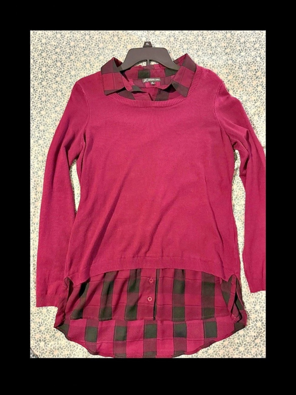 Adrianna Papell Plaid Layered Top